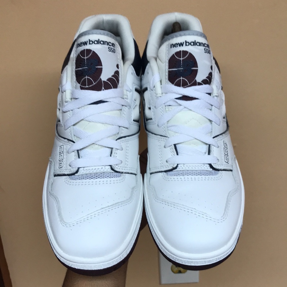 New Balance 550 White Natural Indigo Burgundy - Picture 12 of 17